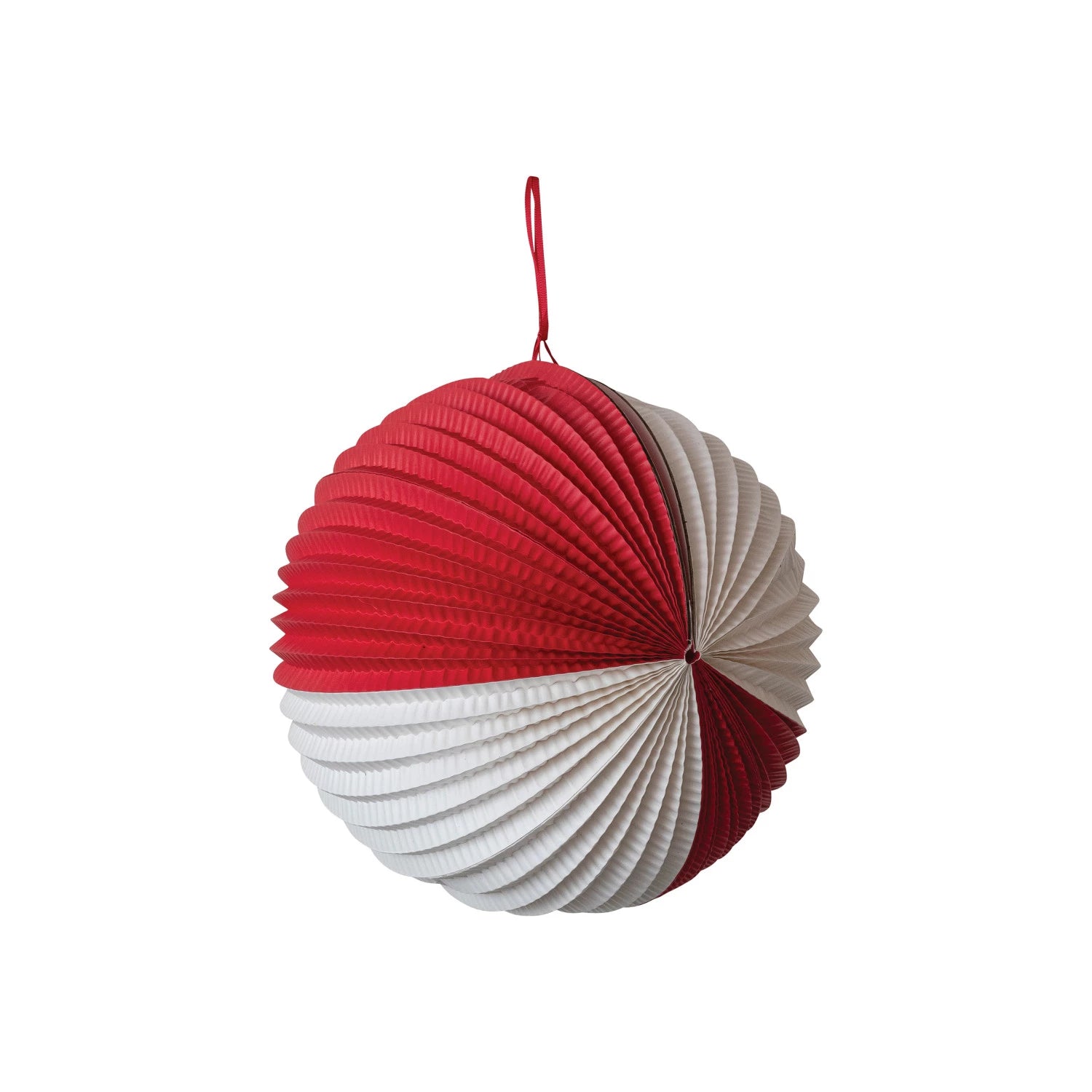 Paper Folding Pleated Ball Ornament – Red & White