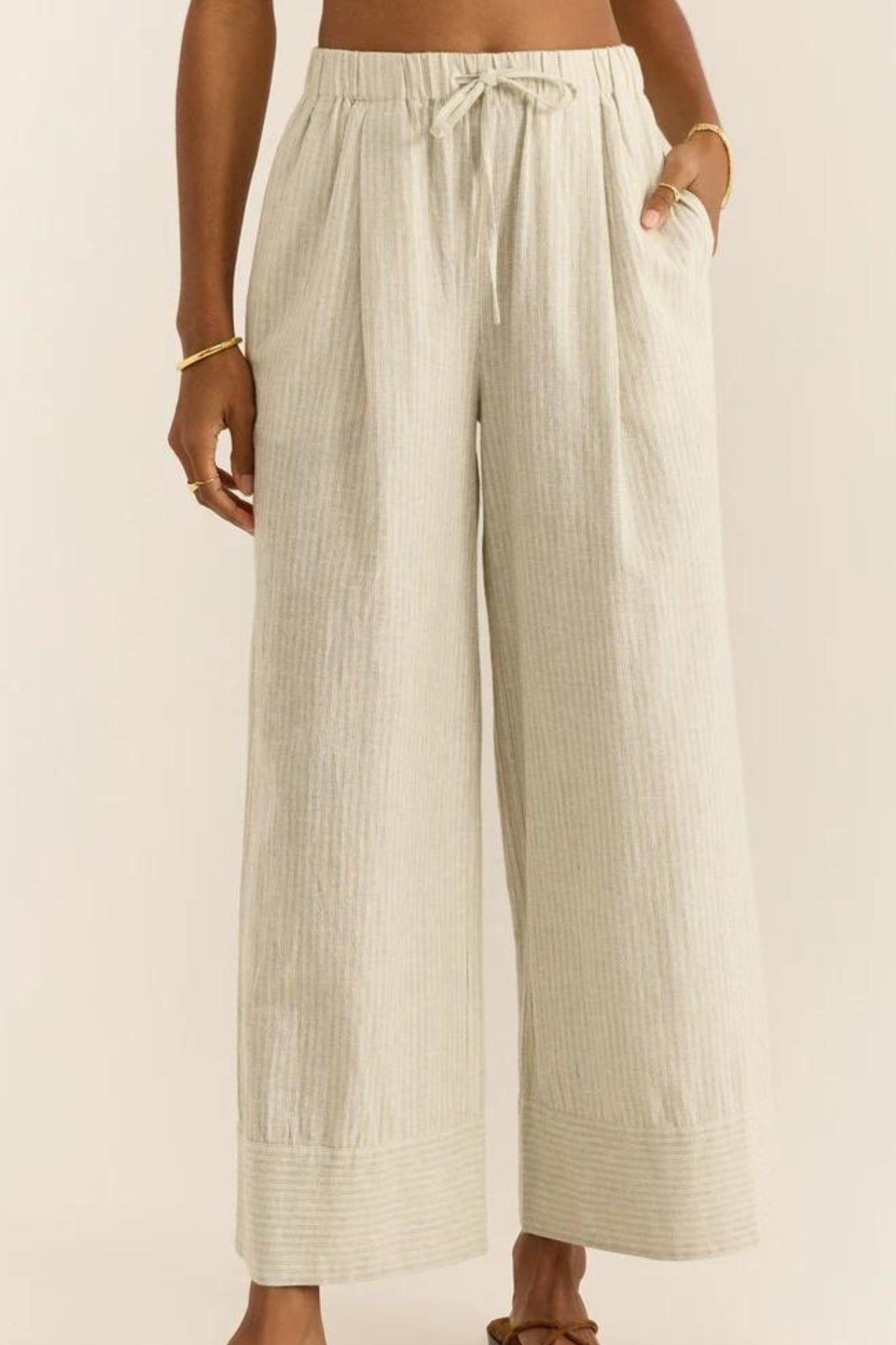 Z Supply: Brookvale Casita Stripe Pant in Sandstone