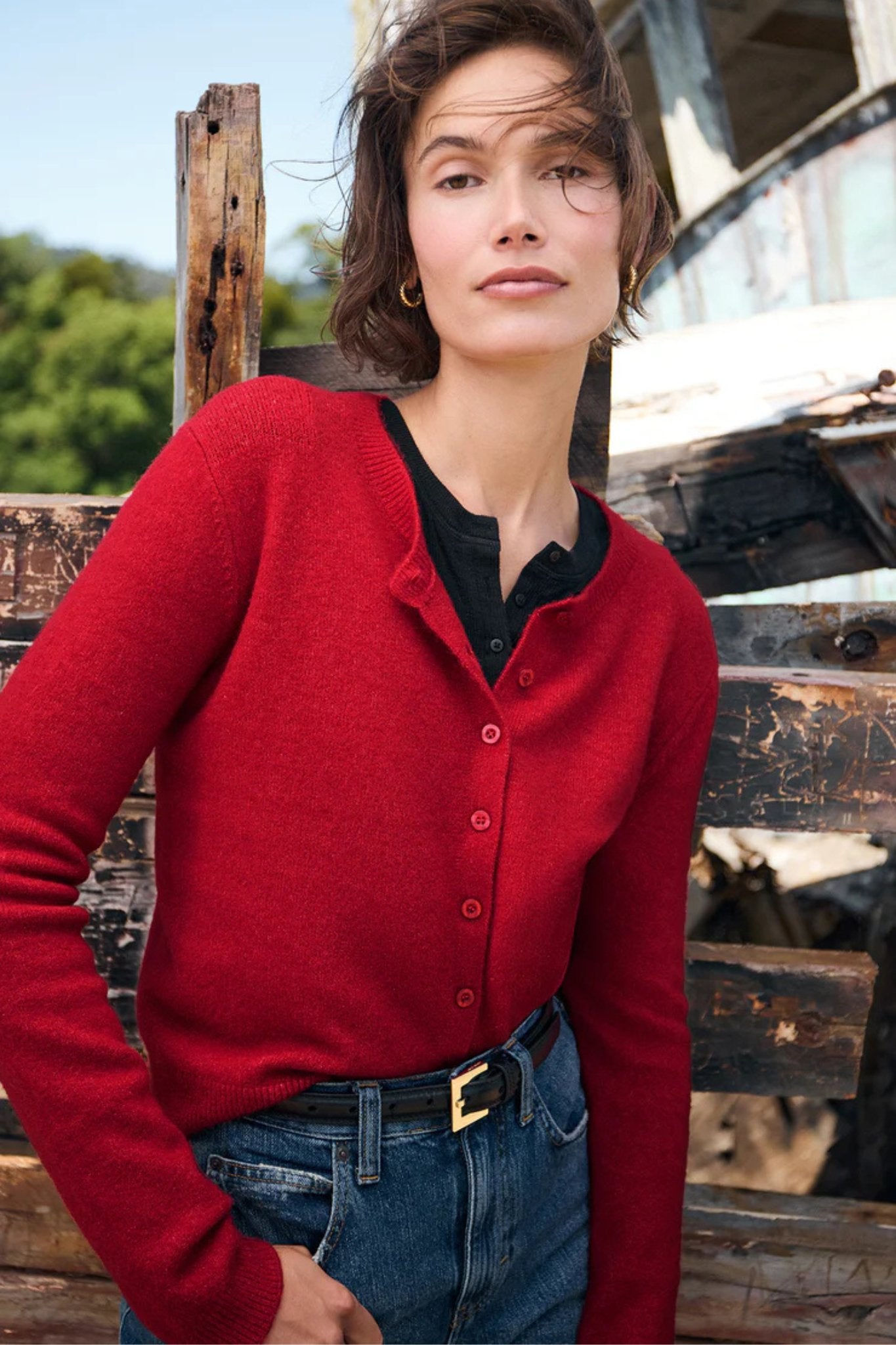 Z Supply: Outlook Cardigan in Haute Red